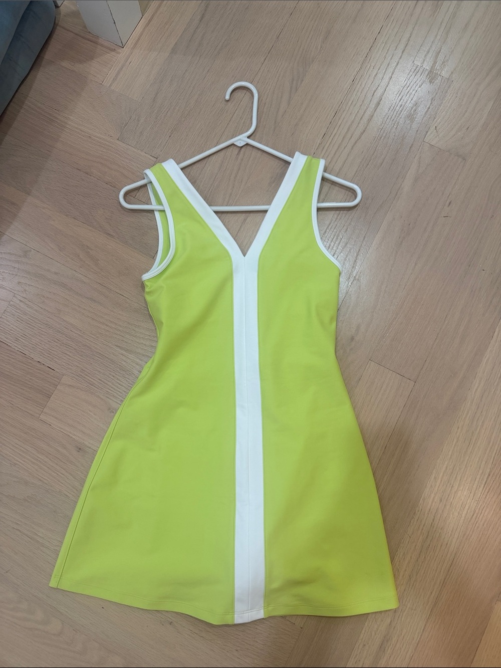 ✨ NTW - Abercrombie Lime Green Sleeveless A-Line Dress with White Center Trim